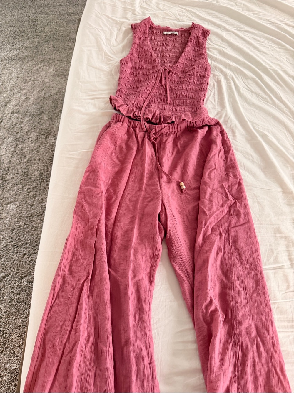 Abercrombie & Fitch Rose-Pink Sleeveless Smocked top and pants set